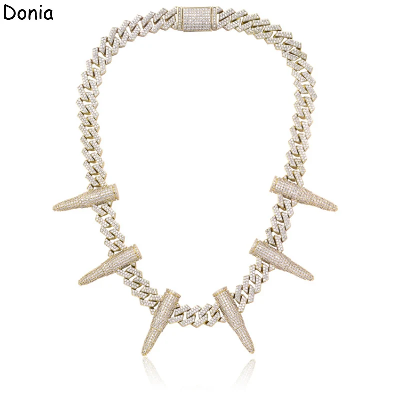 

Donia jewelry European and American fashion luxury rivet bullet copper micro-inlaid zircon exaggerated hip-hop necklace