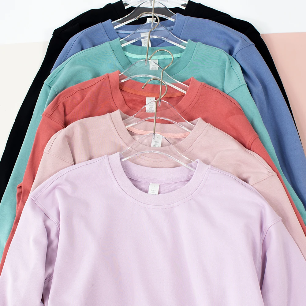 Yoga suit slimming round neck camping outdoor autumn women's casual loose sweatshirt sports round neck long sleeved large size