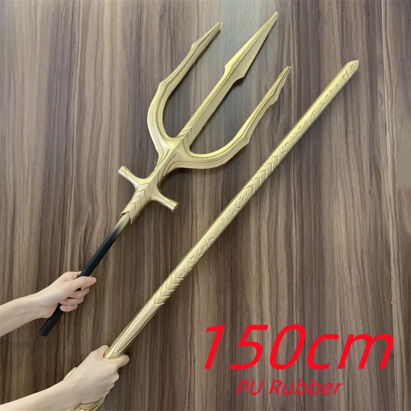 150cm Gold Trident God Of Sea Cosplay Legend Fork Safety PU Toy