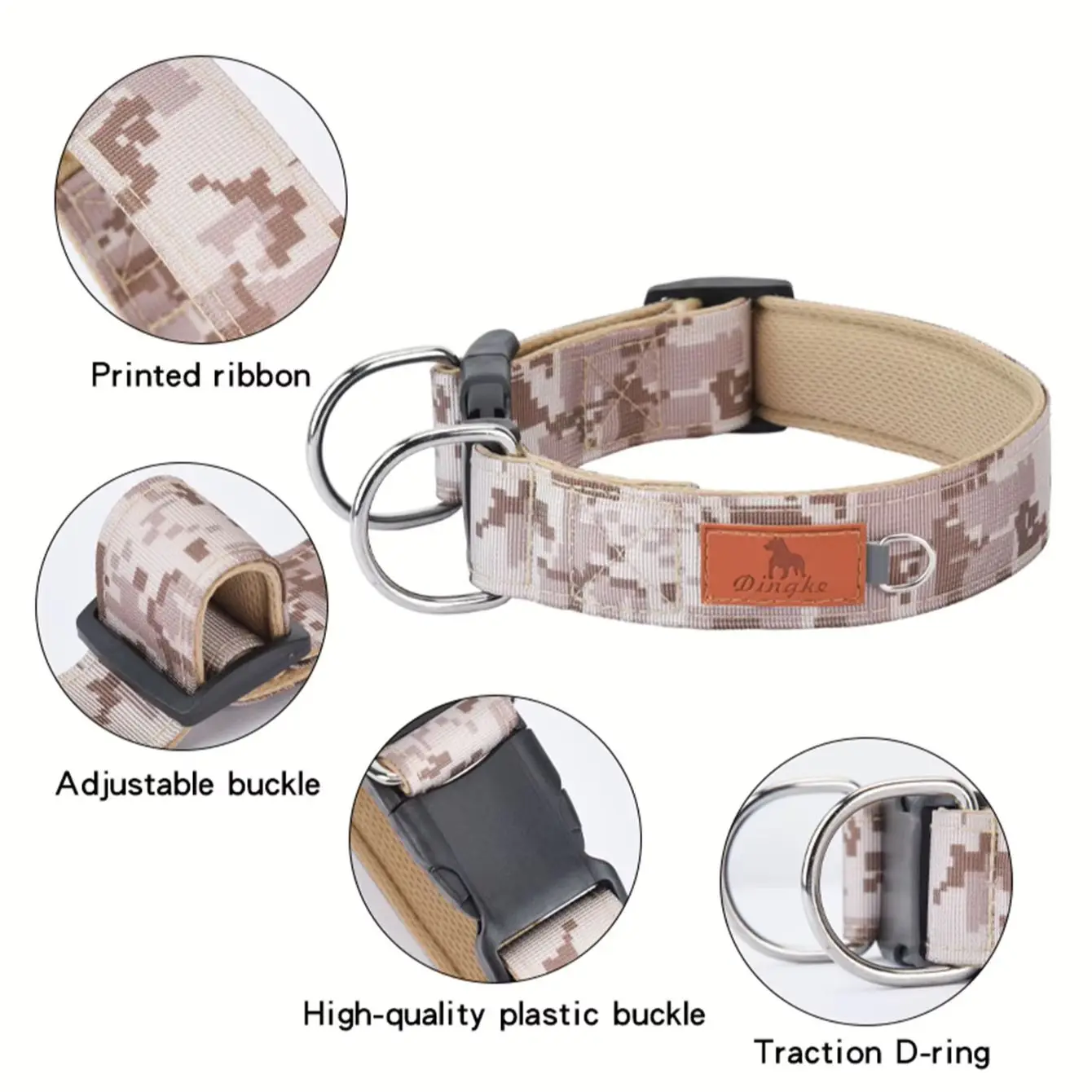 CP626 medium to large dog tactical buckle collar Durable webbing and soft substrate double D-ring make walkies safety dog collar pet collar