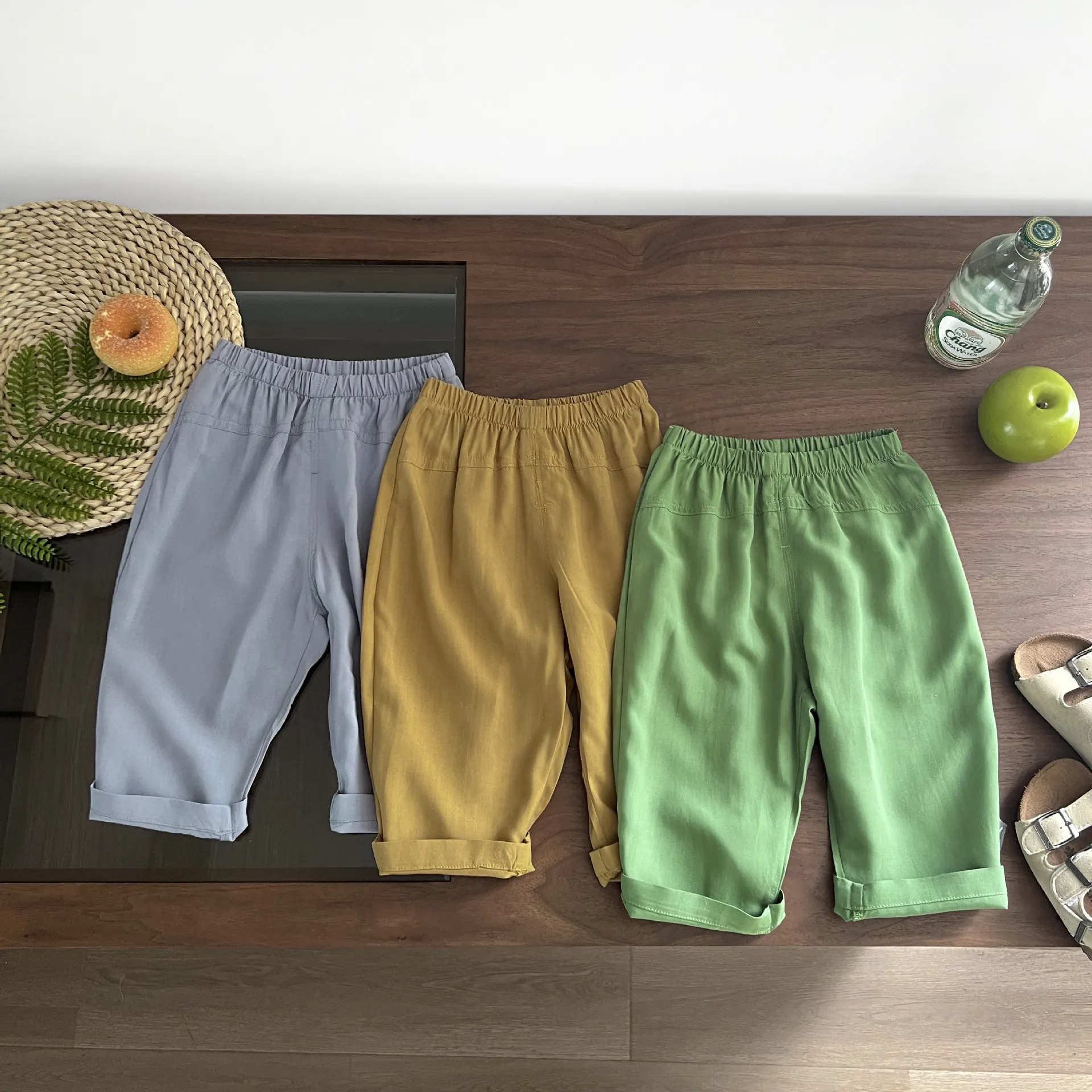 

Baby Clothing Kids Casual Pants 2024 New Fashionable Boys and Girls Thin Summer Breathable Solid Color Simple Sweet Kids Pants