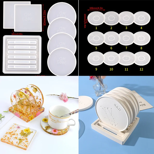 Epoxy Resin Coaster Mold Storage Shelf Drain Cup Holder Round Cup Holder  Mold Bracket Base Flower