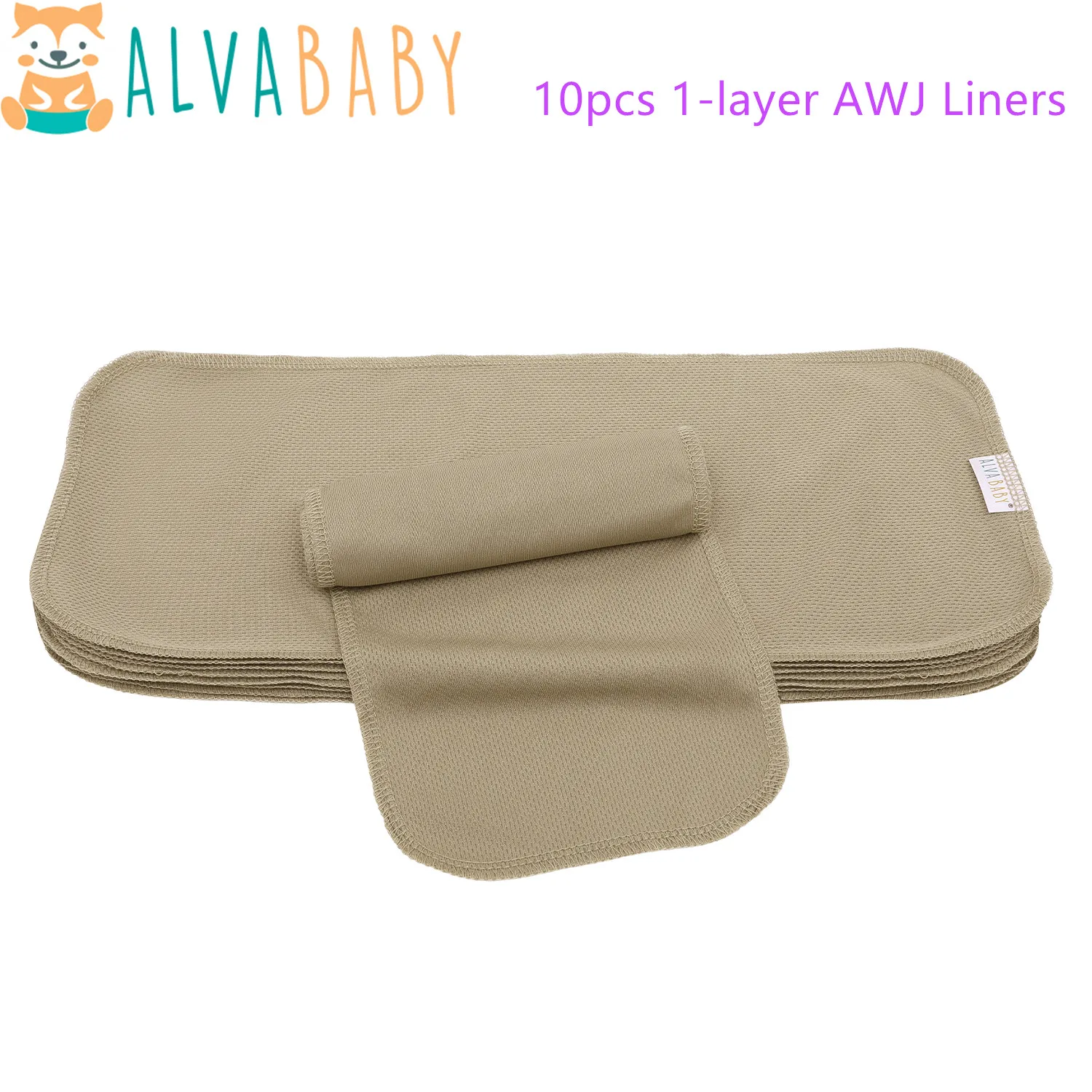 ALVABABY-Doublures de couches lavables et réutilisables pour bébé, 1 couche AWJ, 10 pièces par paquet