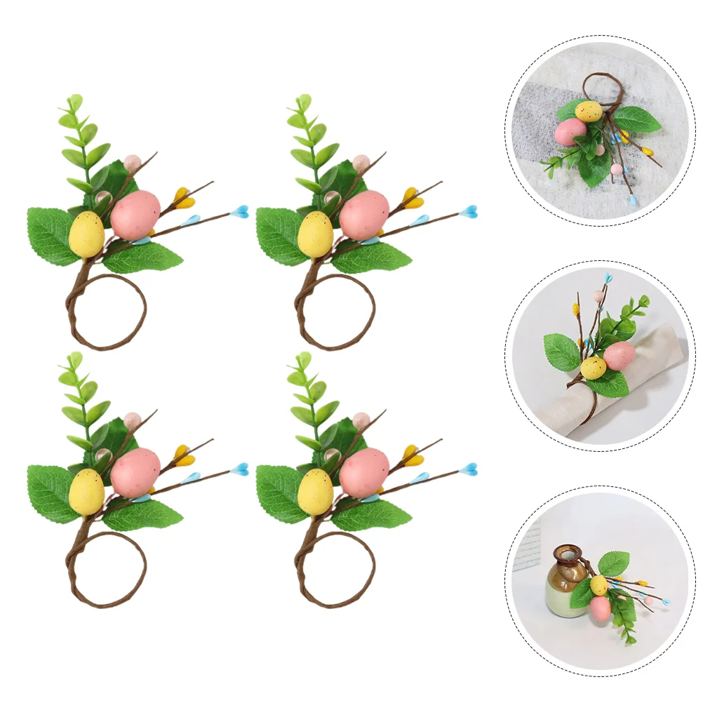 

4 Pcs Easter Napkin Ring Buckle Home Restaurant Decor Egg Shaped Rings Holders Decorative Buckles Decorate Holding