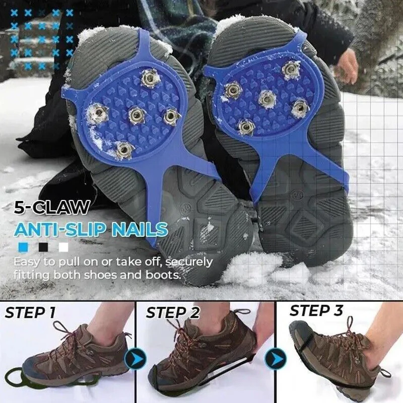 Ice Gripper Spike Non-slip Snow Cleats Shoes Boots Cover Step Studs 5 Climbing Crampons ice gripper spike,climbing crampons