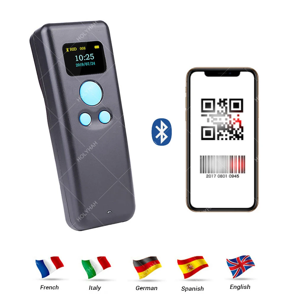 Mini Pocket Barcode Scanner USB Wired Bluetooth 2.4G Wireless 1D 2D QR PDF417 Bar code for iPad iPhone Android Tablets PC computer scanner