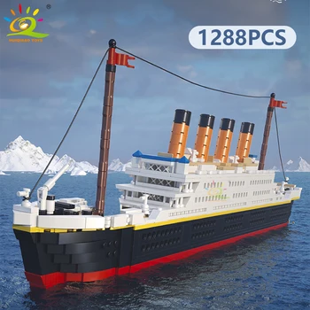 HUIQIBAO-타이타닉 모델 크루즈 선박 3D 미니 블록, 보트 브릭 컬렉션, DIY 완구, 어린이 선물, 1288 피스