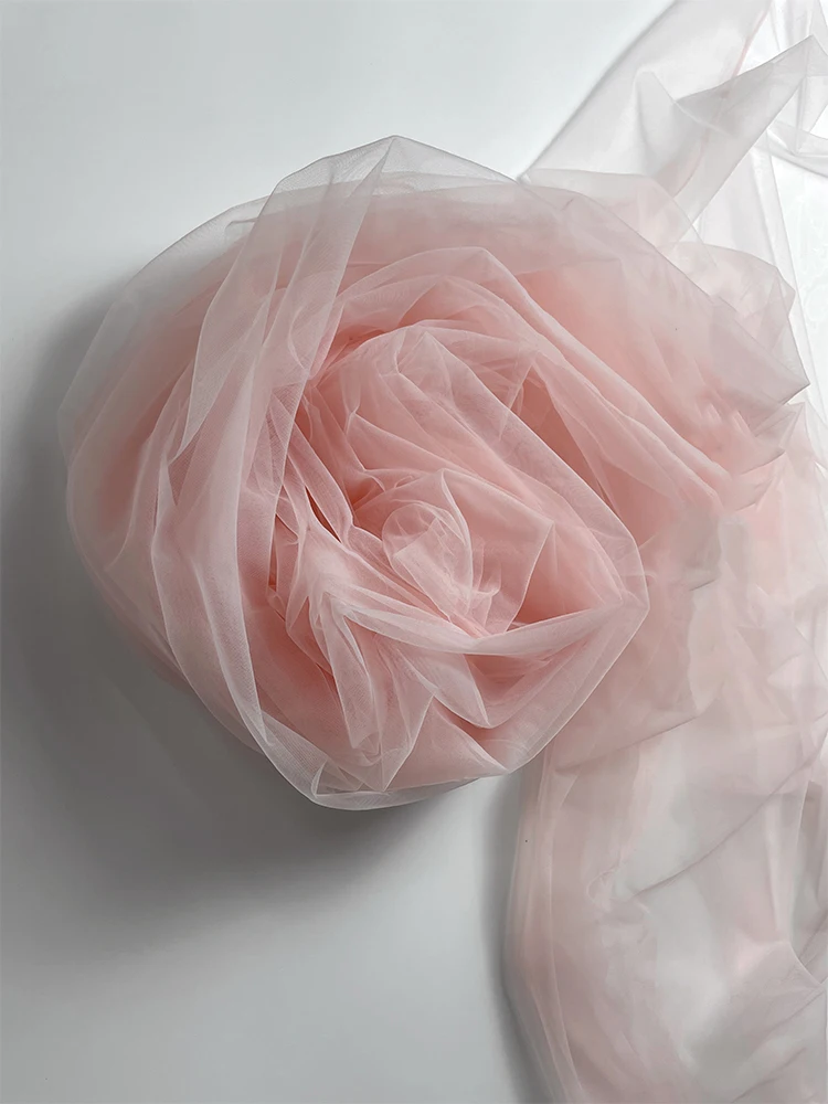 Elegant Red and Pink Tulle Mesh Fabric for Wedding and Bridal Wear