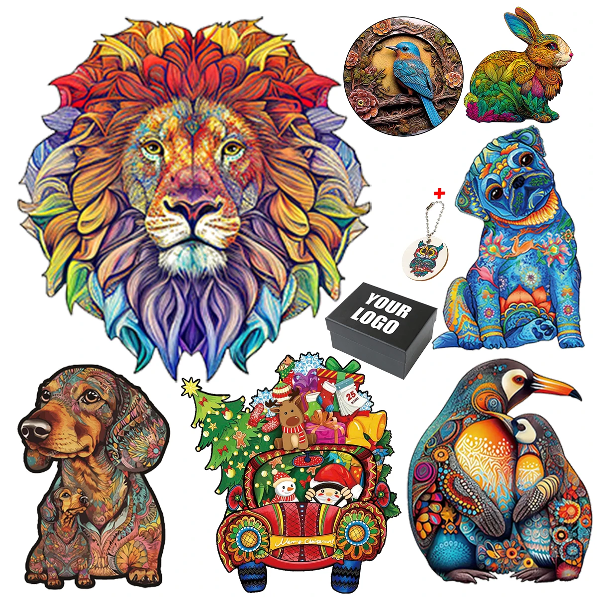 Cute Corgi Wooden Puzzles For Adults Children Wood DIY Crafts Animal Shaped Christmas Gift Wooden Jigsaw Puzzle Hell Difficulty