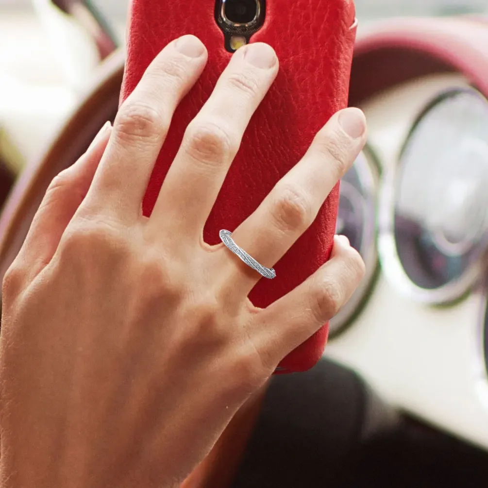 All Moissanite Wedding Band For Women 14K Gold Plated 925 Sterling Silver Infinity Twist 2mm Width Eternity Rings