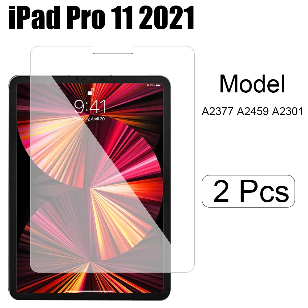 thumbnail image 1 of Película de vidrio templado para tableta para Apple ipad Pro 11 2018 Protector de pantalla de prevención de explosiones a prueba de arañazos 2 uds A1980 A2013 A1934, 1 of 5