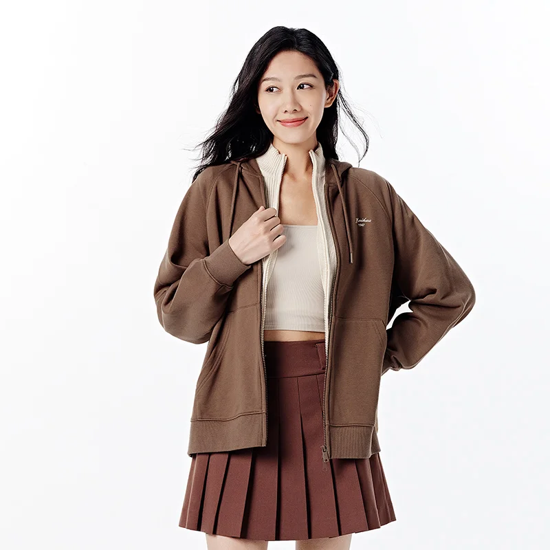 Semir Jacket Women Loose-Fit Plum Blossom Jacket Inserted Shoulder Sleeves Embroidery 2024 New Autumn Casual Hooded Jacket 6