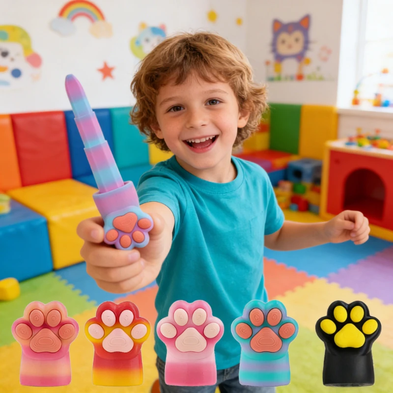 3D Gravity Sword Toys Mini Cute Cat Paw Kids Collapsible Folding Stress Reliever Toys Foldable Fun Gifts Action Figures Toy