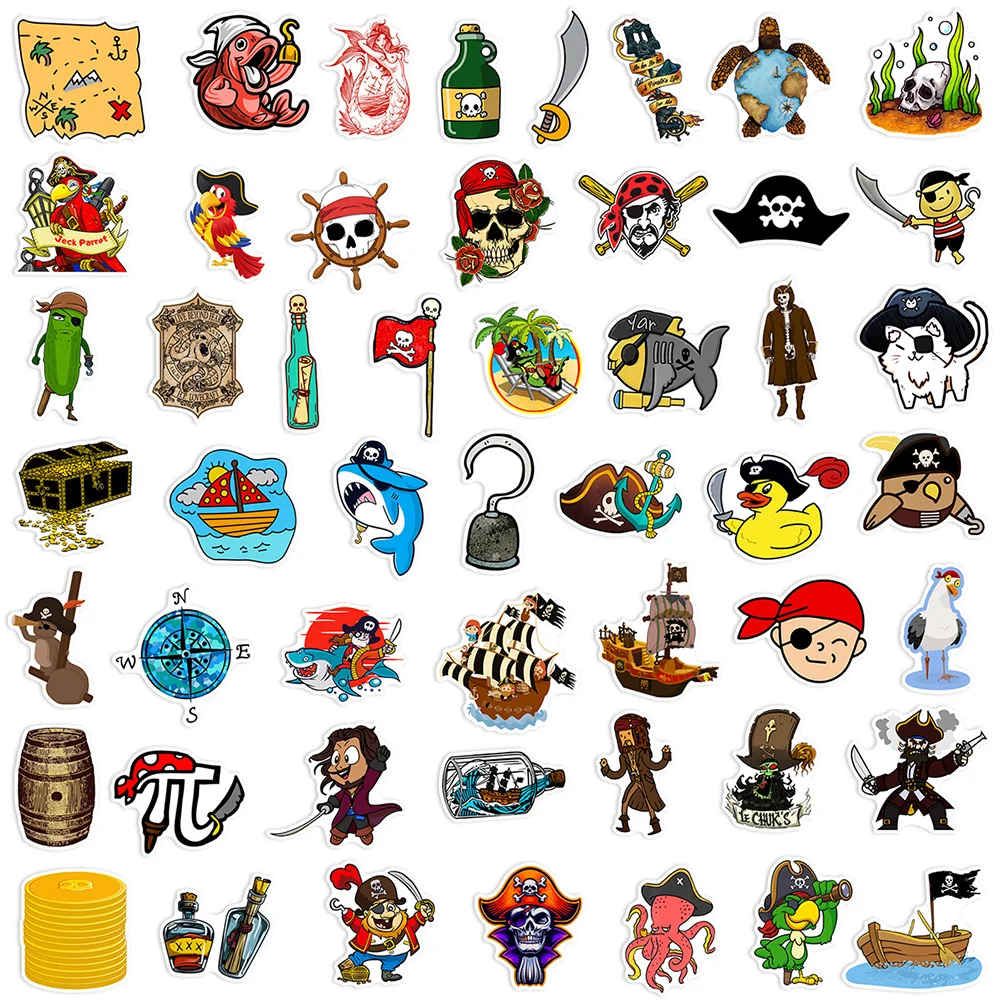 10/30/50pcs Pirate Skull Stickers Captain Buccaneer Decals Vintage DIY Notebook Luggage Laptop Waterproof Cool Graffiti Decals