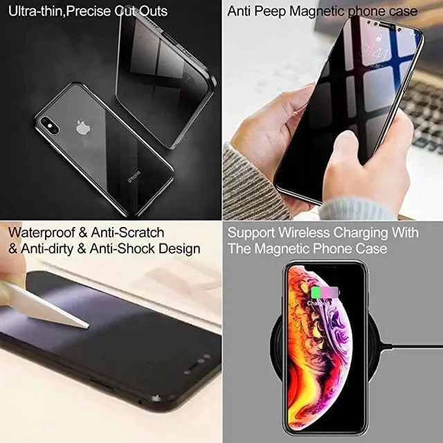 Anti Peeping Case for iPhone 14 Pro Max, Jonwelsy 360 Degree Front and Back  Privacy Tempered Glass Cover, Anti SPY Screen, Anti Peep Magnetic