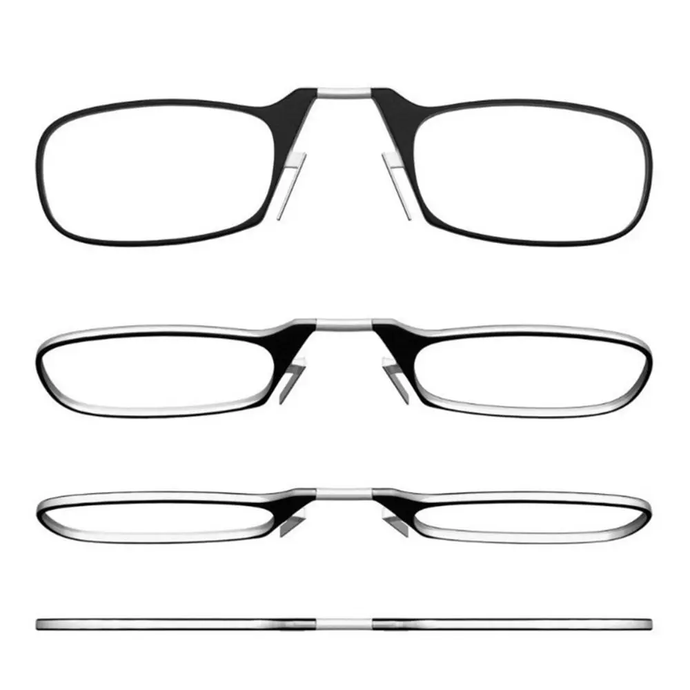 Reading Glasses Nose Clip Reading Glasses without temples +1.0-+3.0 Legless Nose Glasses Lazy Rimless Transparent Eyeglasses