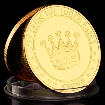 반짝이 이빨 요정 수집용 금도금 기념품 동전, 이빨 요정 왕관 기념 주화 선물, 1 개 상품 이미지