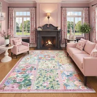 Fashion Living Room Carpet Retro Floral Luxury Bedroom Plush Rug Machine Washable Non-slip Sofa Coffee Table Mat Ковер Tapete 러그 1