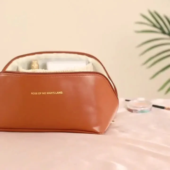 Large Capacity Travel Makeup Bag Portable PU Makeup Bag Women's Waterproof Bathroom Hand Wash Bag Multi functional Makeup Bag