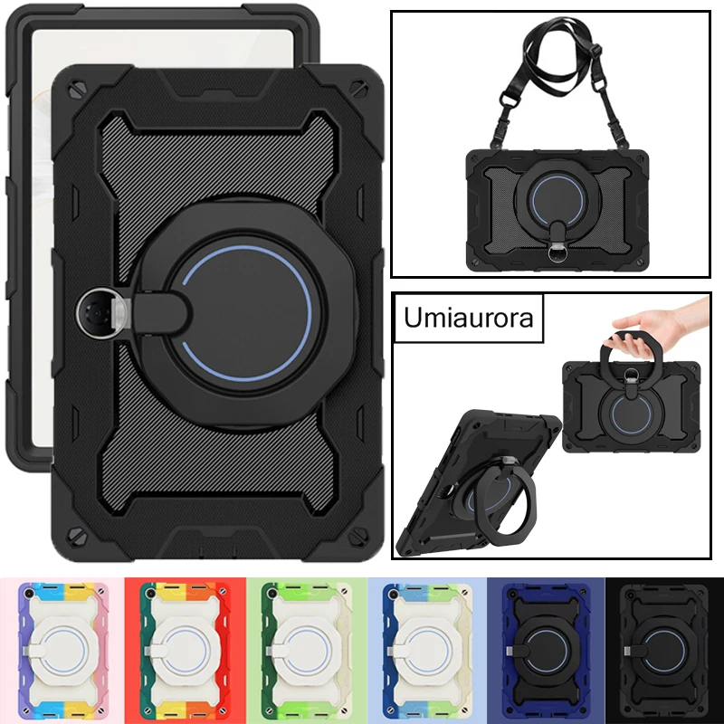 Shockproof Rugged Tablet Case with Pull Ring Stand and Strap - Enhanced Protection Cover