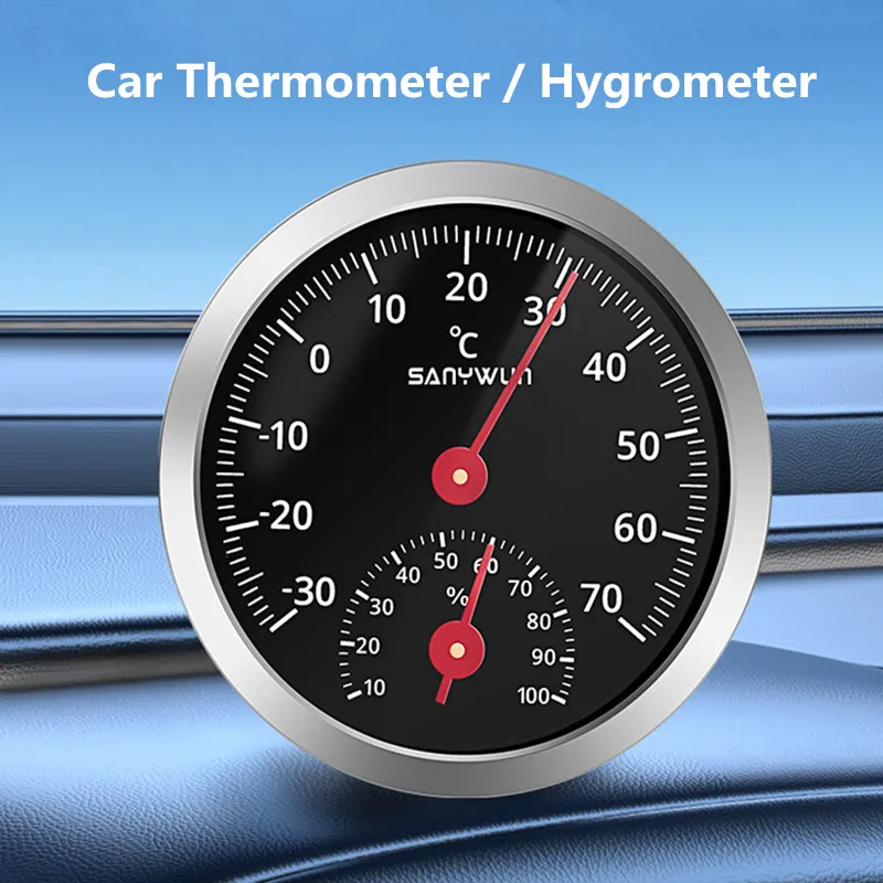 Termometro E Igrometro Analogico In Metallo Per Auto, Diametro 37mm, Indicatore Temperatura E Umidità