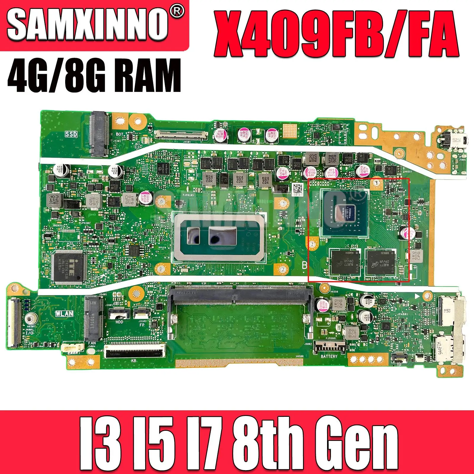 

X409F Mainboard For ASUS X409FA X509FA A409F F409F F509F A509F X409FB X509FB X409FJ X409FL X509FL Laptop Motherboard I3 I5 I7 4G