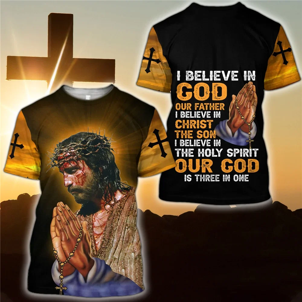 

The latest 2022 summer Christ Jesus T-shirt women's and men's tops 3D printing casual short-sleeved fashion street sweatshirts