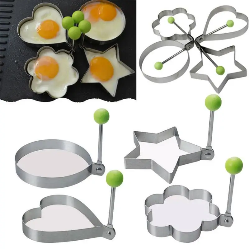 Stainless Steel Fried Egg Shaper Mould Pancake Mold Creative Cake Grinding Tool OPP Fried Egg Maker Baking Kitchen Gadgets egg mold pancake maker egg ring