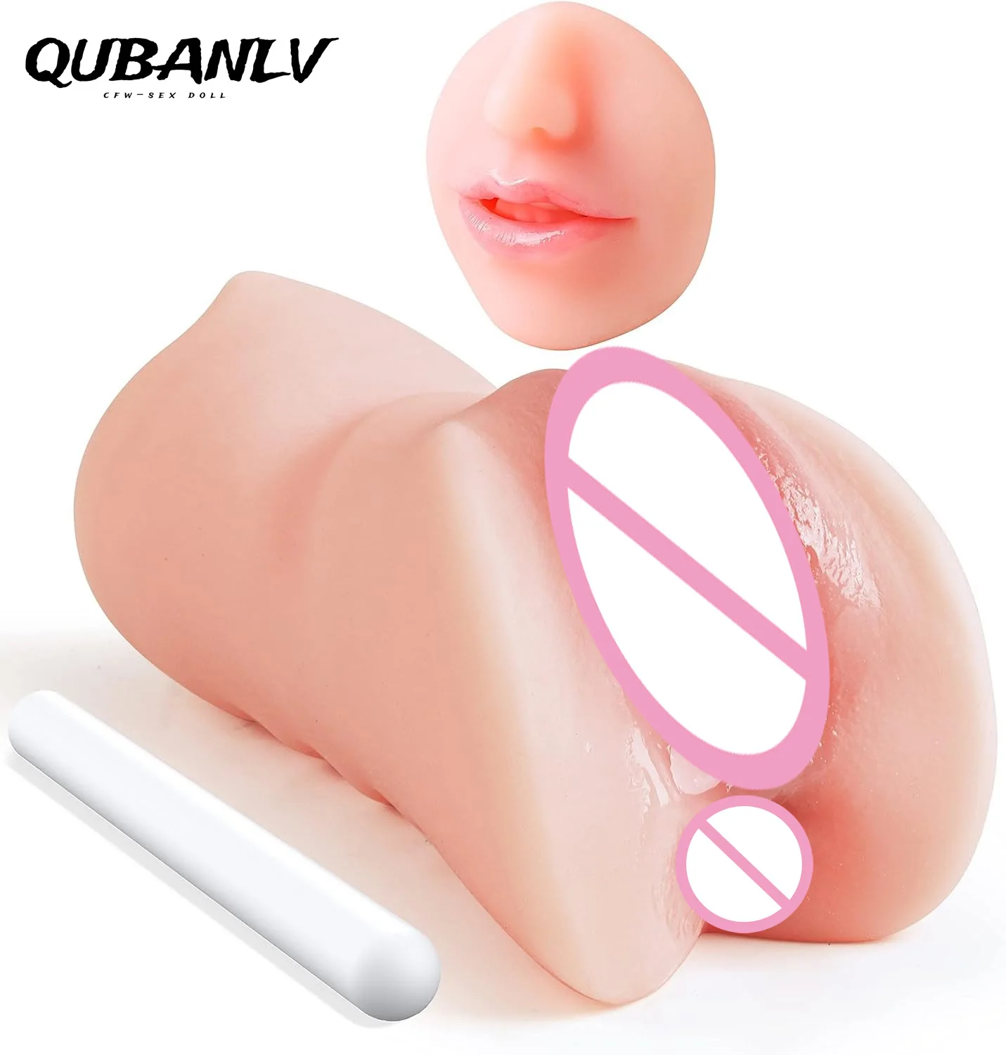 QUBANLV 3 in 1 Sex Toy Male Masturbation Cup Real 3 Holes Can Be Textured Using Sex Toy 3d Insertable Vagina Anal Real Pussy 18+