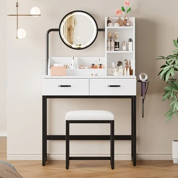 Makeup table with LED lighting and swivel Mirror