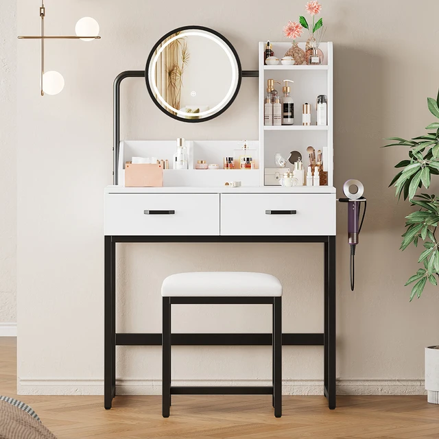 Makeup table with LED lighting and swivel Mirror Makeup table with LED lighting and swivel Mirror