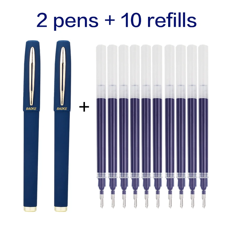 12pcs 대용량 1.0mm 서명 항균 펜 물 검은 탄소 대담한 사무실 공공 중립 비즈니스 수성 리필