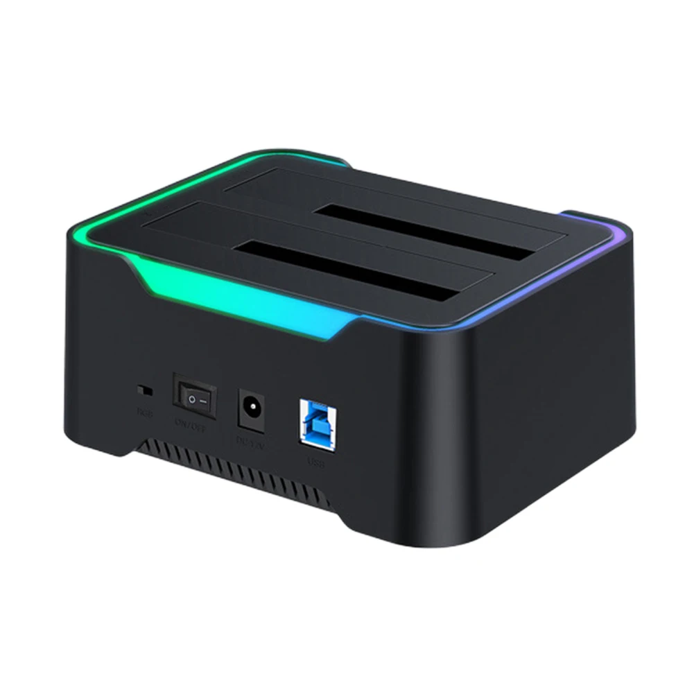 듀얼 베이 SSD 도킹 스테이션, 모바일 하드 드라이브 복사 상자 베이스 HDD 인클로저, SATA 하드 디스크용, 12V 3A 전원 어댑터, 2.5 인치, 3.5 인치