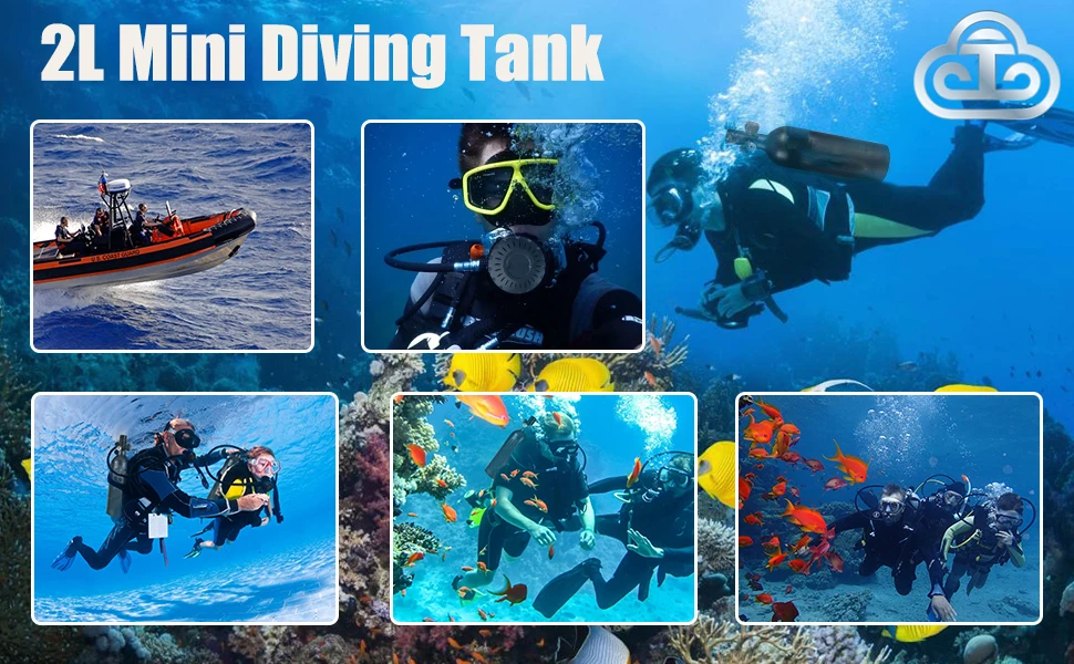 Scuba Diving Tank Portable 2L Diving Tube Oxygen for Underwater Exploration Emer
