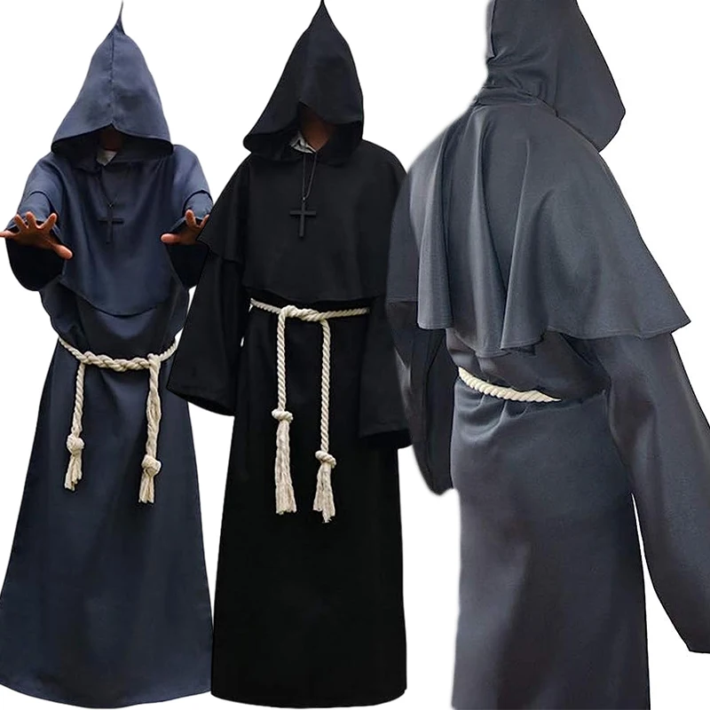 Mönchskostüm Mittelalter - Komplett-Set Mit Umhang Für Halloween & Cosplay