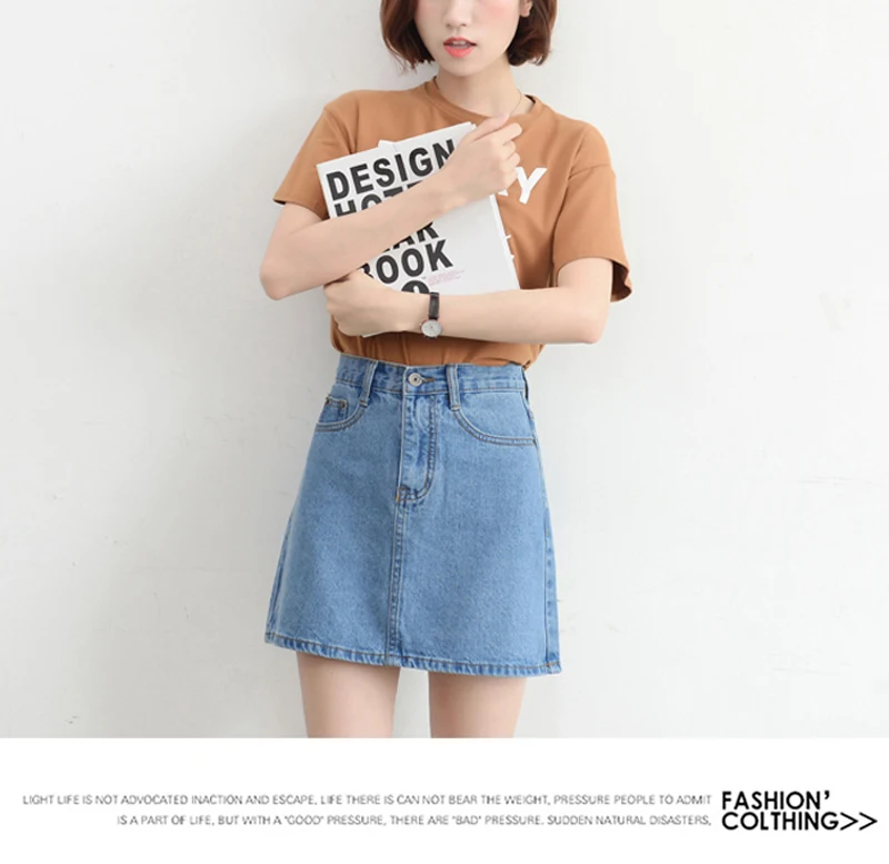 brown skirt Zoki Sexy Women Denim Mini Skirt Fashion Summer High Waist Korean Black Skirt Blue Package Hip Jeans Harajuku Plus Size Cotton lululemon skirt