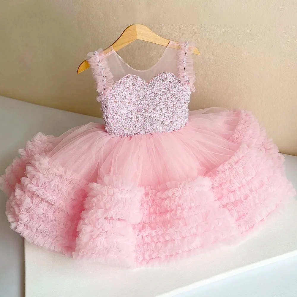 

Flower Girl Dresses Tiered Tulle Girls Princess Dress Wedding Party Dress First Communion Gown Baby Gown