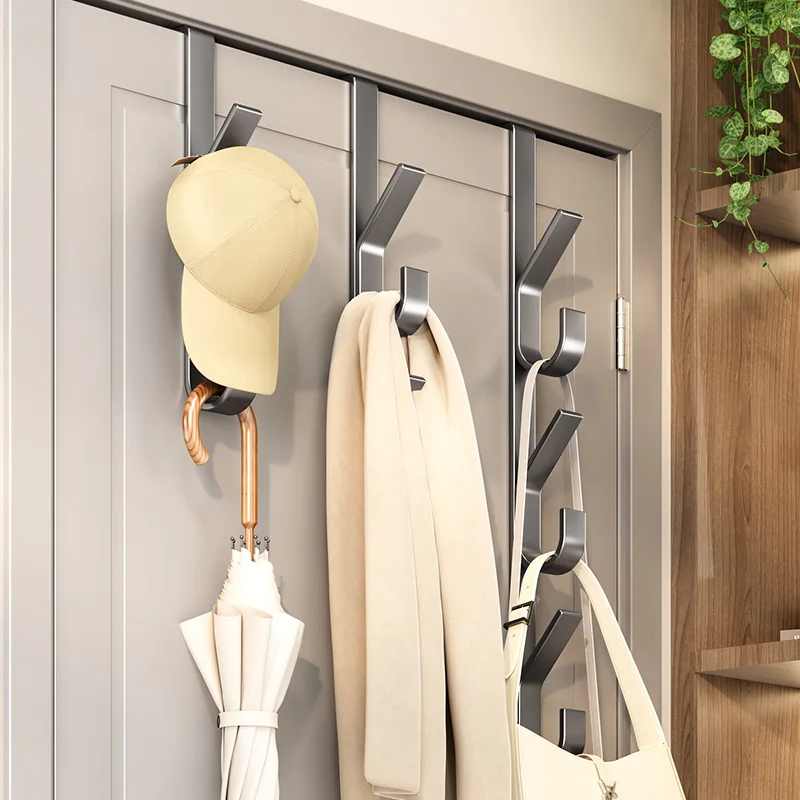 Door Hanging Hooks Metal Coat Hats Scarf Key Bag Storage Rack 3/5/7 Hooks Easy Installation Hook For Home Space-saving