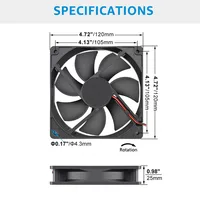 120x120x25mm 120mm Case Exhaust Fan DC Brushless 5V 12V 24V 12cm Radiator 2PIN USB 12025 Cooler for PC Computer Case Cooling 4
