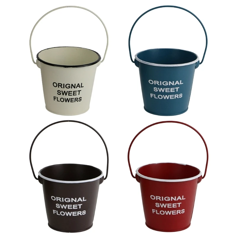 

Hanging Flower Pots Metal Iron Bucket Planter Pot Metal Bucket Flower Holder Iron Bucket Indoor Outdoor Decoration