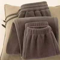 Thiened Double-sided Fce Men's Leisure Pants Winter Warm Long Trousers for Working And Casual Wear Loose Fit Fce Pants