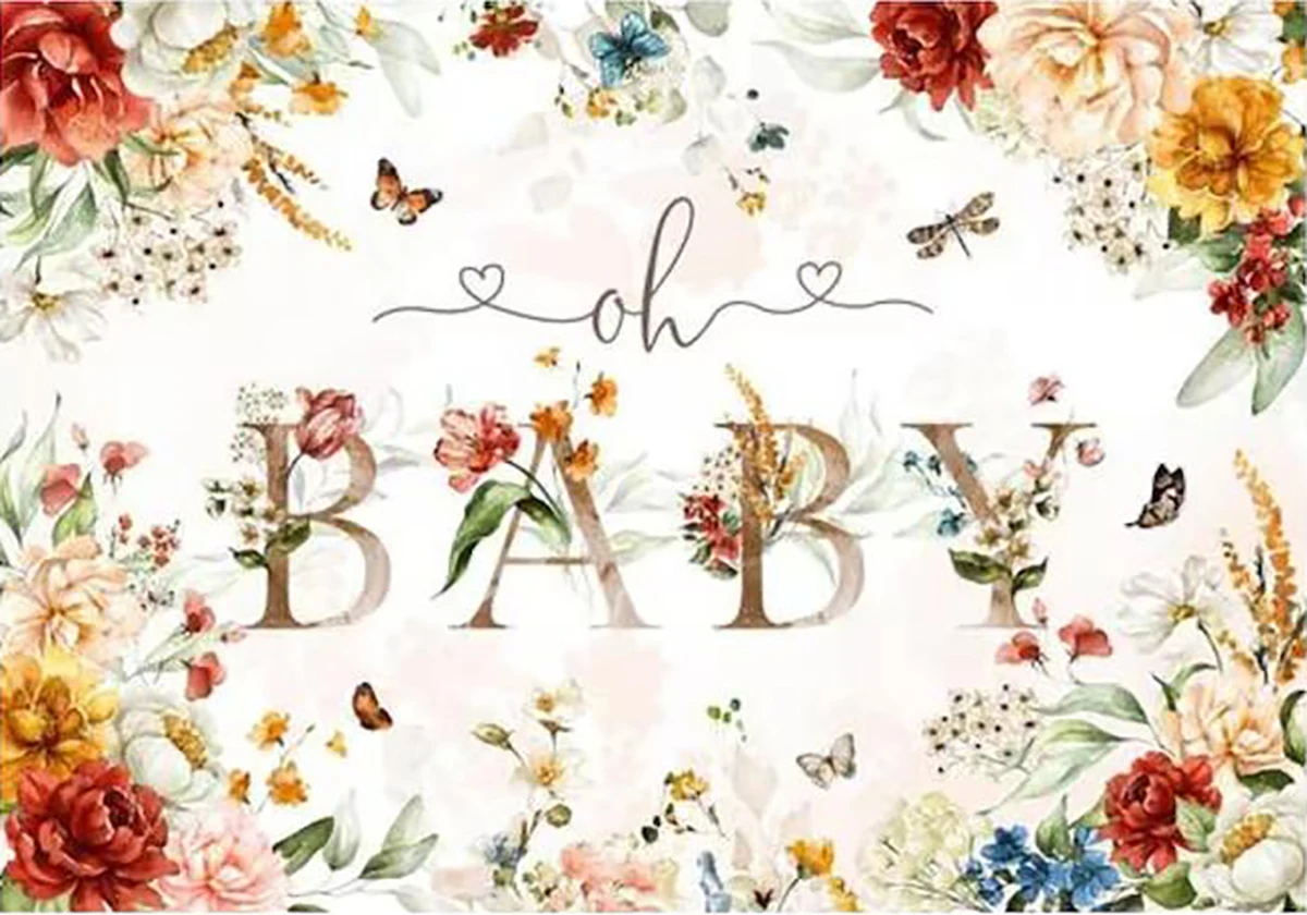 Spring Flower Girl Garden Wildflower Butterfly Baby Shower Forniture Per Feste Di Compleanno Sfondi Per Studio Fotografico