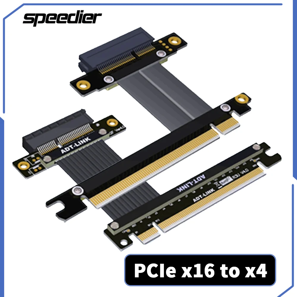 R32 PCIe 4.0 3.0 x16 to x4 Riser Cable Male-to-Female Gen4.0 Motherboard Extender Supports Network Card Hard Disk USB Card