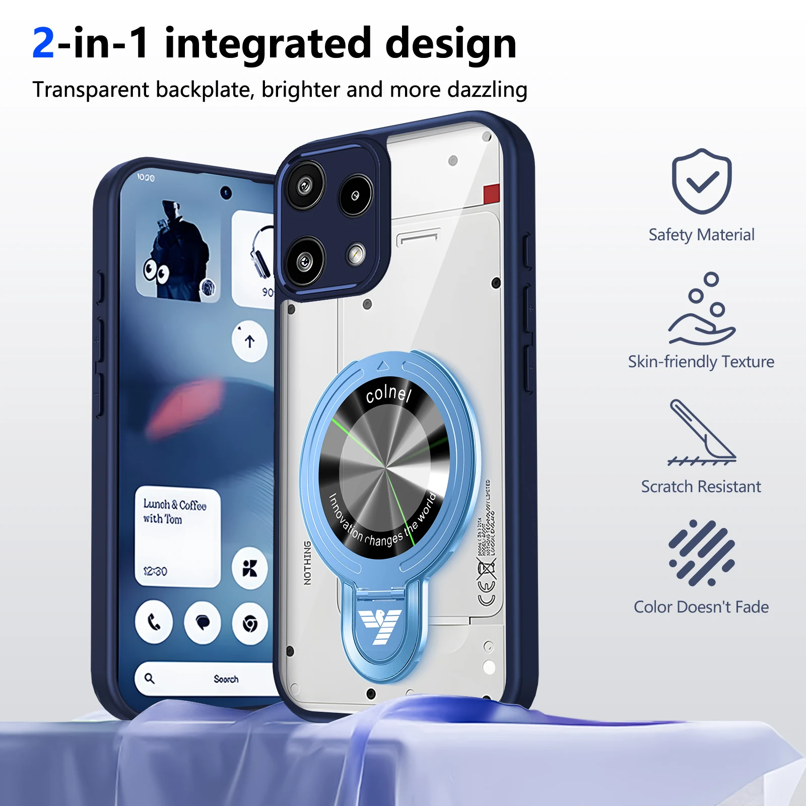 Stylish Transparent Magnetic Stand Back Cover