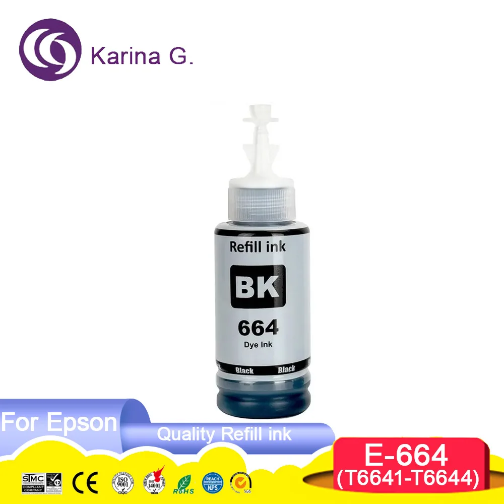 T664 664 Premium Color Compatible Bottle Refill Tinta Ink for L100/ L110/L120/L