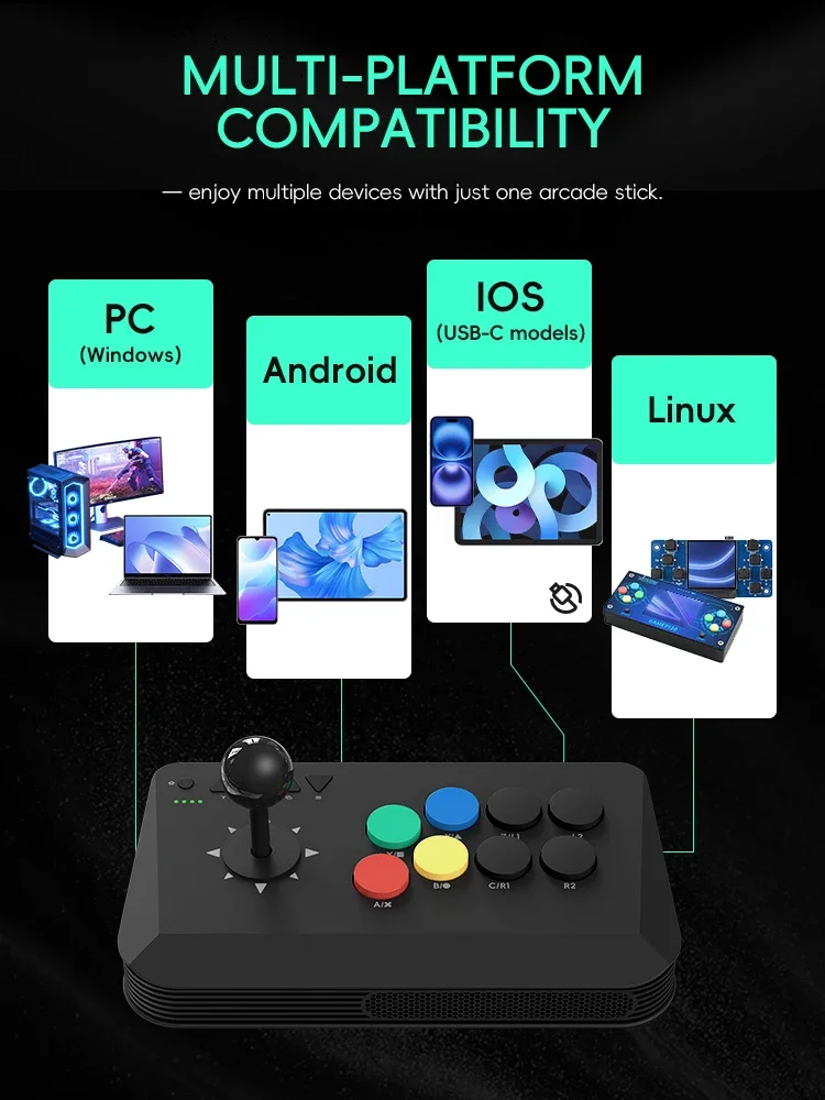 데이터 프로그 무선 Y3A 맥스 아케이드 스틱 파이트 조이스틱 PC TV 박스 멀티 시스템 유니버설 파이팅 게임 컨트롤러