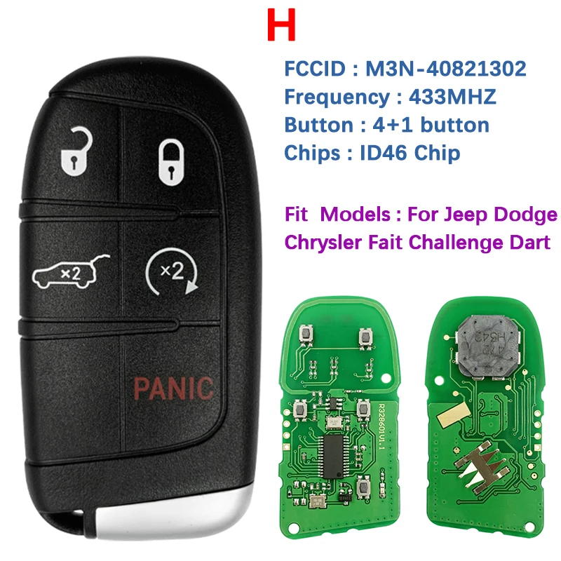 

CN086054 Universal Smart Key For Jeep Compass Grand Cherokee Dodge Charger Challenger Chrysler 300 Fiat 500L Remote M3N-40821302