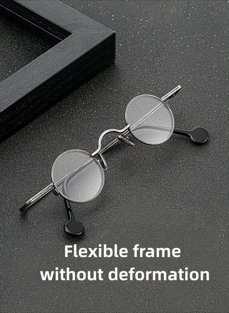 Firada Mode Brillen Retro Punk runde Legierung kleine Brille optische Brille Rahmen für Männer und Frauen pb8012 – Detail 2