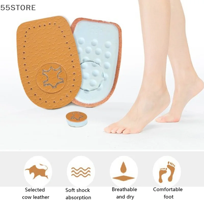 Unisex Soft Insole Heel Support Lift Insert Shoe Pad Height Foot Cushion 2Pcs