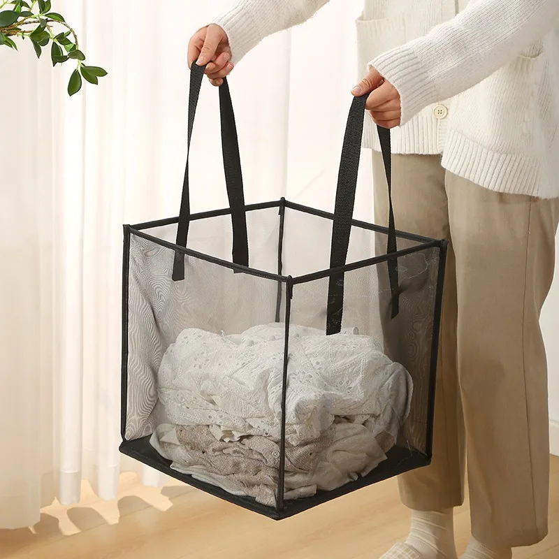 Laundry Bags Hamper Bag with Handles,Portable &Collapsible Dirty Clothes Mesh Basket Foldable for Washing Storage,  Room 4